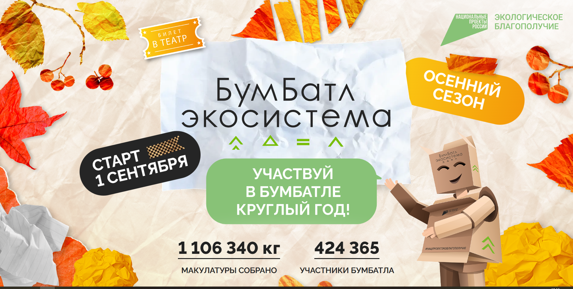 Стартовал осенний сезон Всероссийской акции по сбору макулатуры «БумБатл»